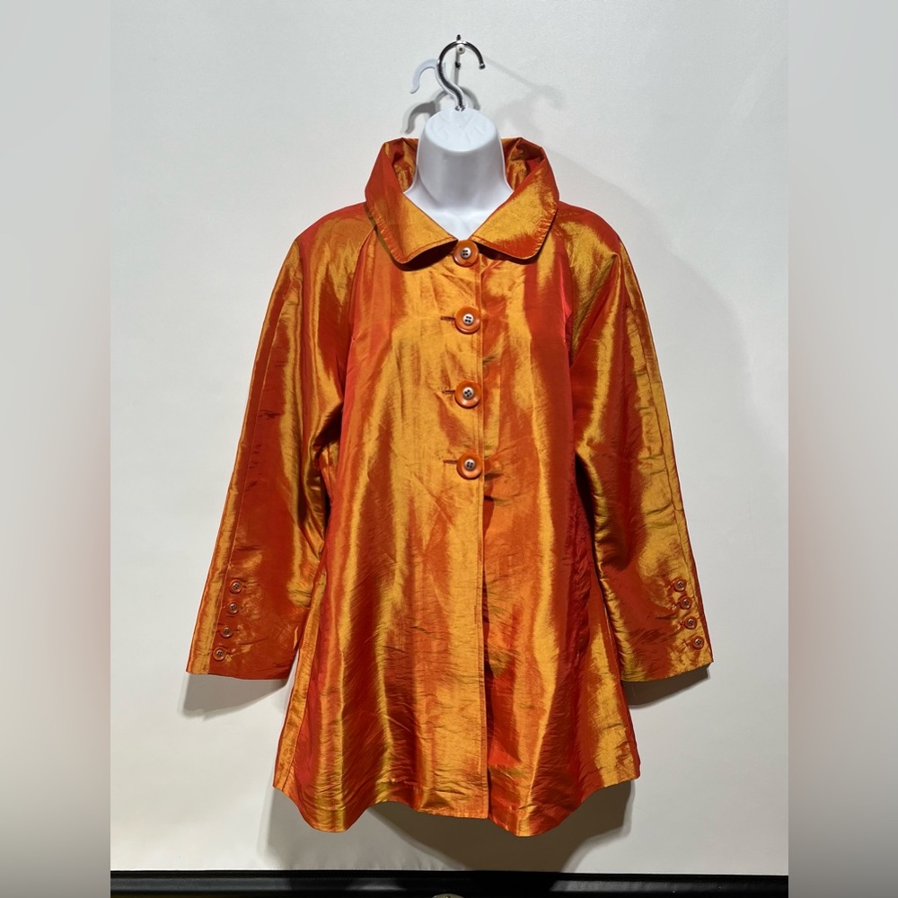 UbU Vintage Style Orange‎ Button Up Dress Coat Size Medium